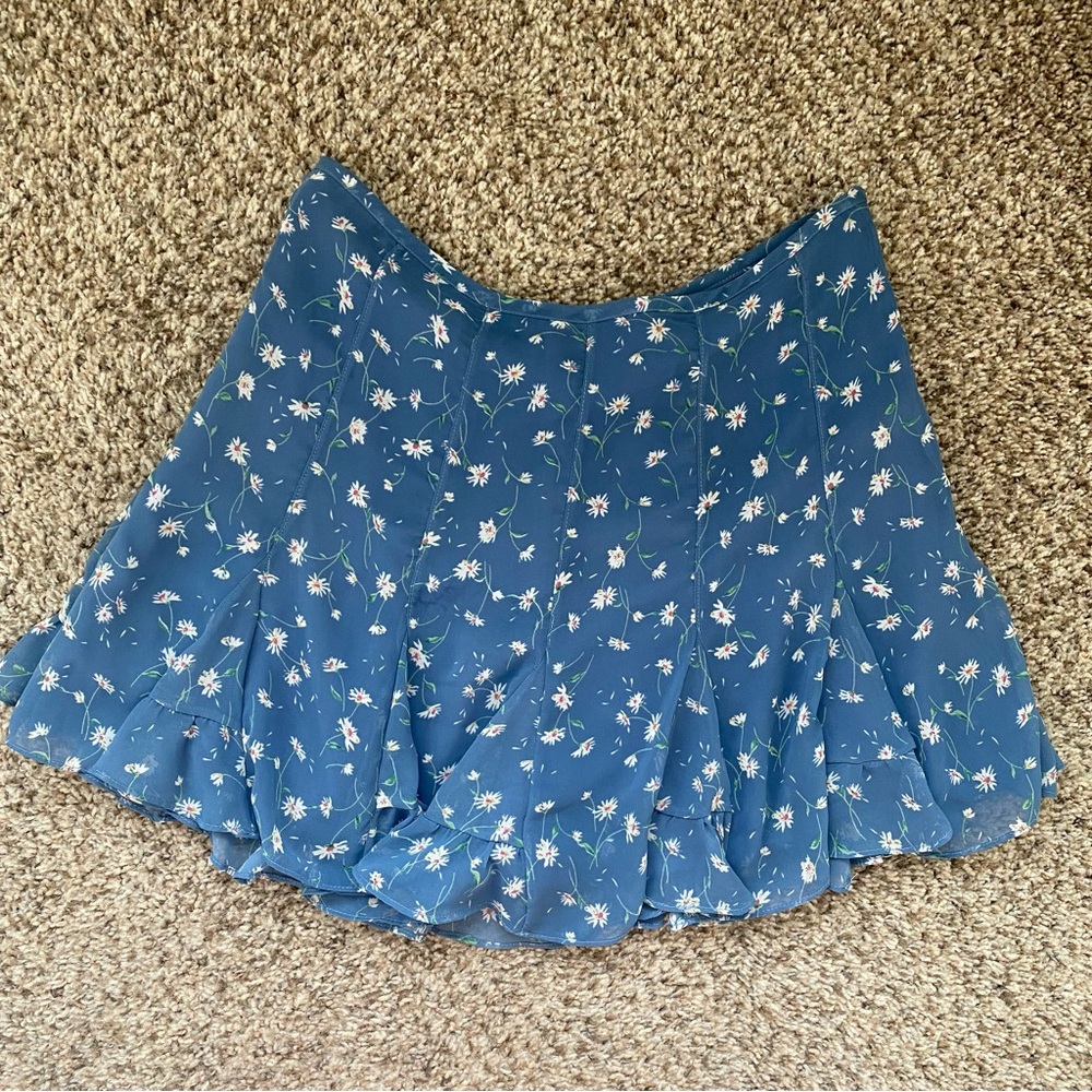 Blue Floral Skort Skirt with Shorts